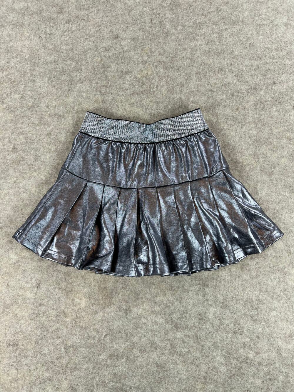 Evie's Closet Silver Metallic Pleated Skort Size 4 NEW